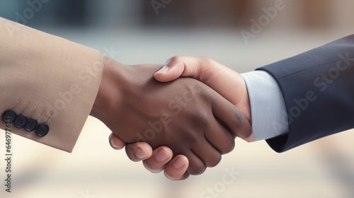 Handshake between two businessmen. Generative AI