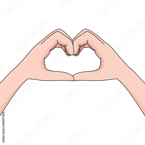 Heart in hands. Happy valentine. Love hand gesture illustration.