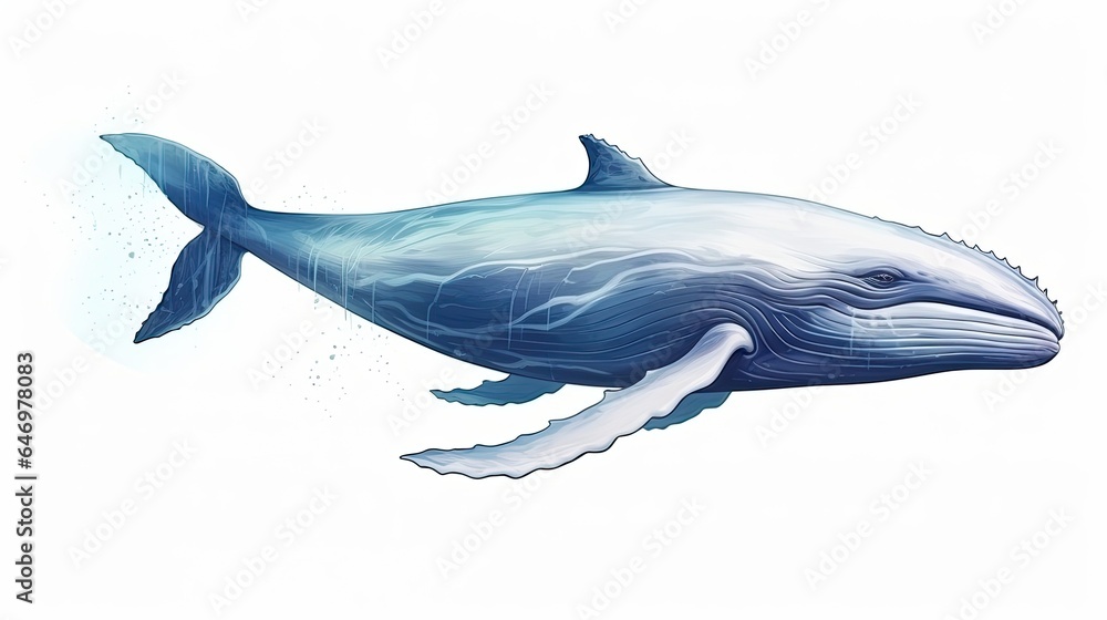 Obraz premium Big Whale Illustration White Isolation