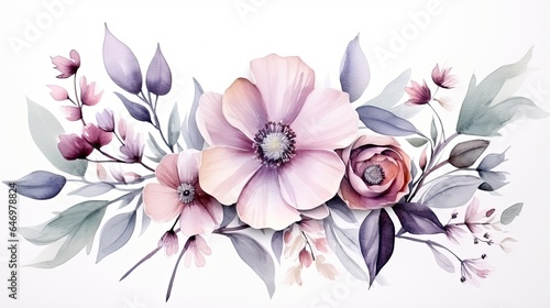 Flowers in the Style of Watercolor Art Luxurious Floral