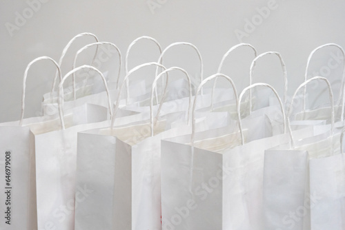 White paper bags for gifts.