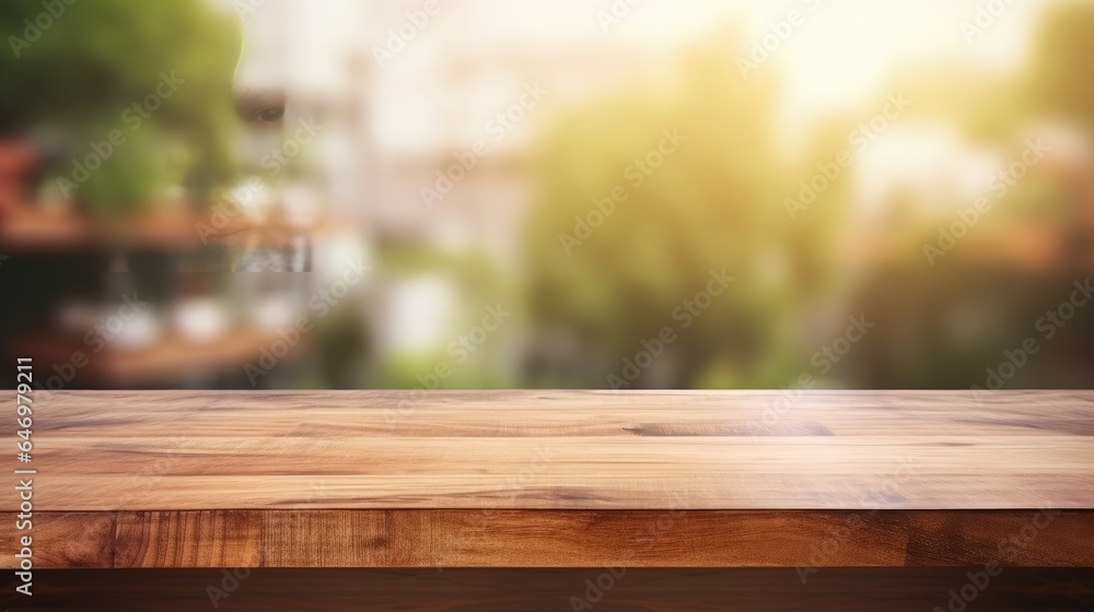 Wooden Texture Table Top on Blurred Kitchen Window Wooden Texture Table Top on Blurred Kitchen Window