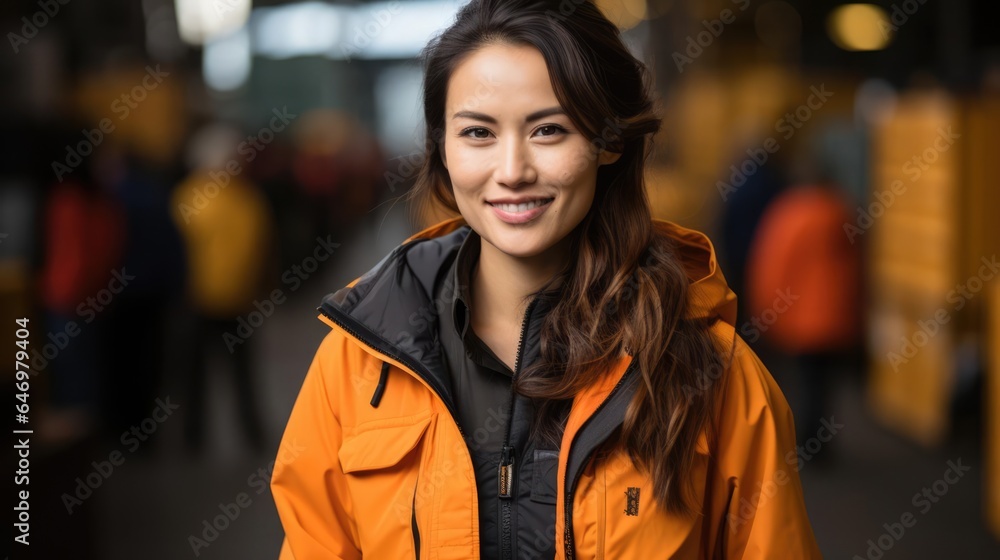 Female logistics coordinator managing harbor operations Female logistics coordinator managing harbor operations