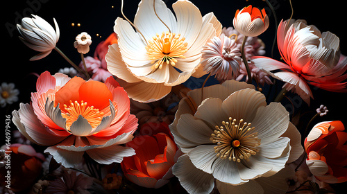 3d illustrated flowers
