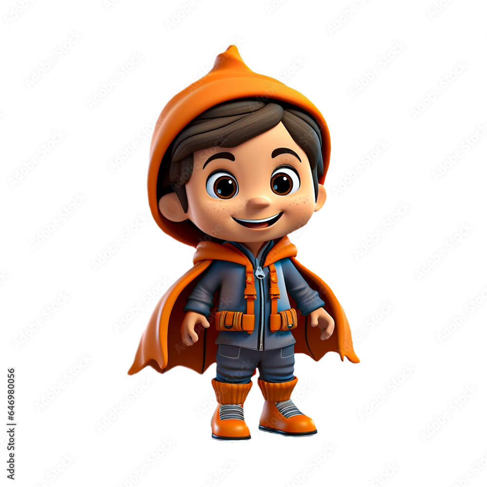 3D cute character a happy kid with halloween costume on isolated transparent background png. Generated with AI 3D cute character a happy kid with halloween costume on isolated transparent background png. Generated with AI