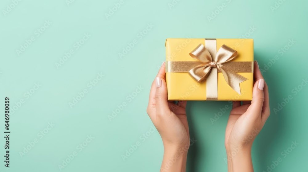 Hands Offering a Gift Box with a Bow Hands Offering a Gift Box with a Bow