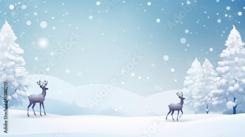 Joyful Reindeer in Snowy Forest Merry Christmas Background
