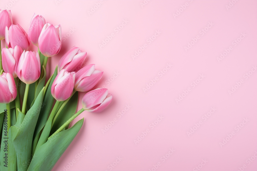 Bouquet spring floral decorative background holiday gift pink blossom tulip flower