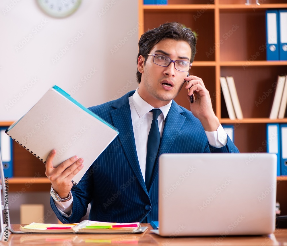 Young handsome businessman working in the office Young handsome businessman working in the office