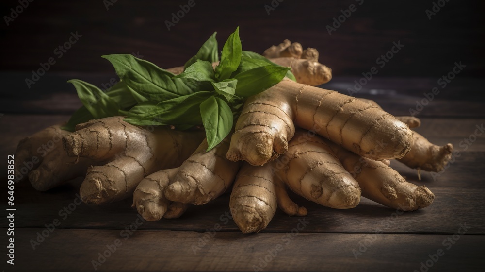 Ginger root. Created with Generative AI technology. Ginger root. Created with Generative AI technology.
