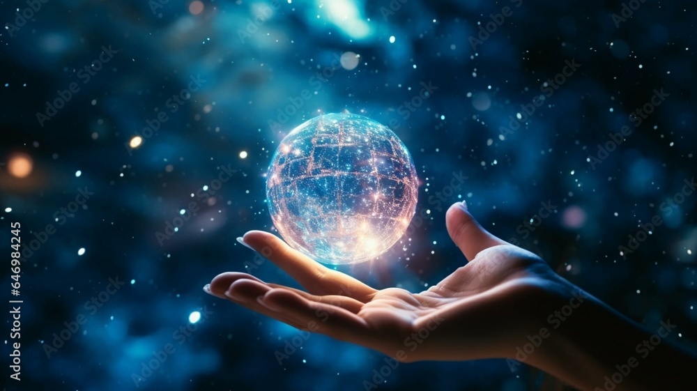 Hand with universe Hand with universe