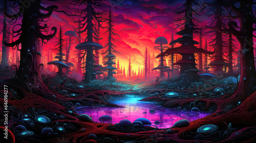 Fantasy alien planet. Fantasy forest background
