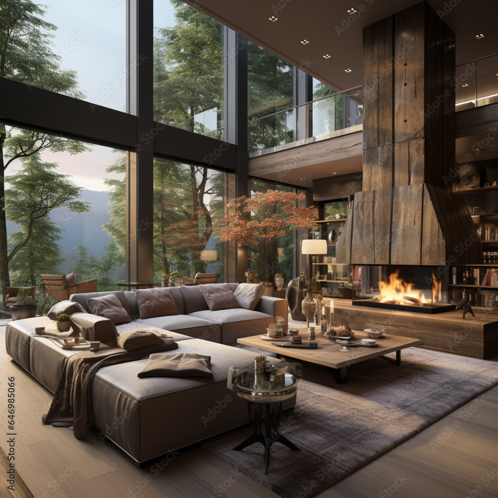 Modern apartment furnishings - living room, AI generated