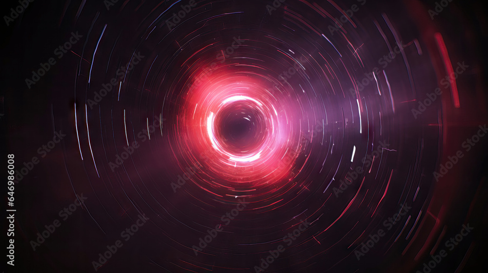 Obraz premium Neon circles background. Luminous swirling. Elegant glowing circle. Sparking particle. Space tunnel