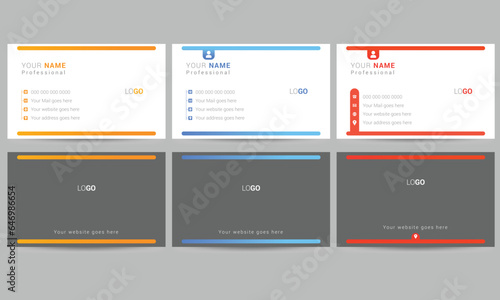 Professional modern double sided  business card design template. Flat range business card animation, vector file design