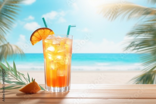 Refreshing Beach cocktail mockup. Generate Ai