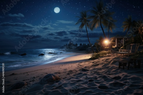Beach night sky. Generate Ai