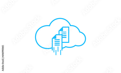 document and cloud logo combination, Simple and minimalist logo design, Cloud storage text document icon
