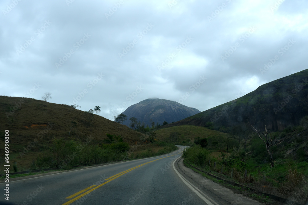 Naklejka premium mountains hills landscapes interior of Brazil roads beautiful vegetation rocks and forests nature