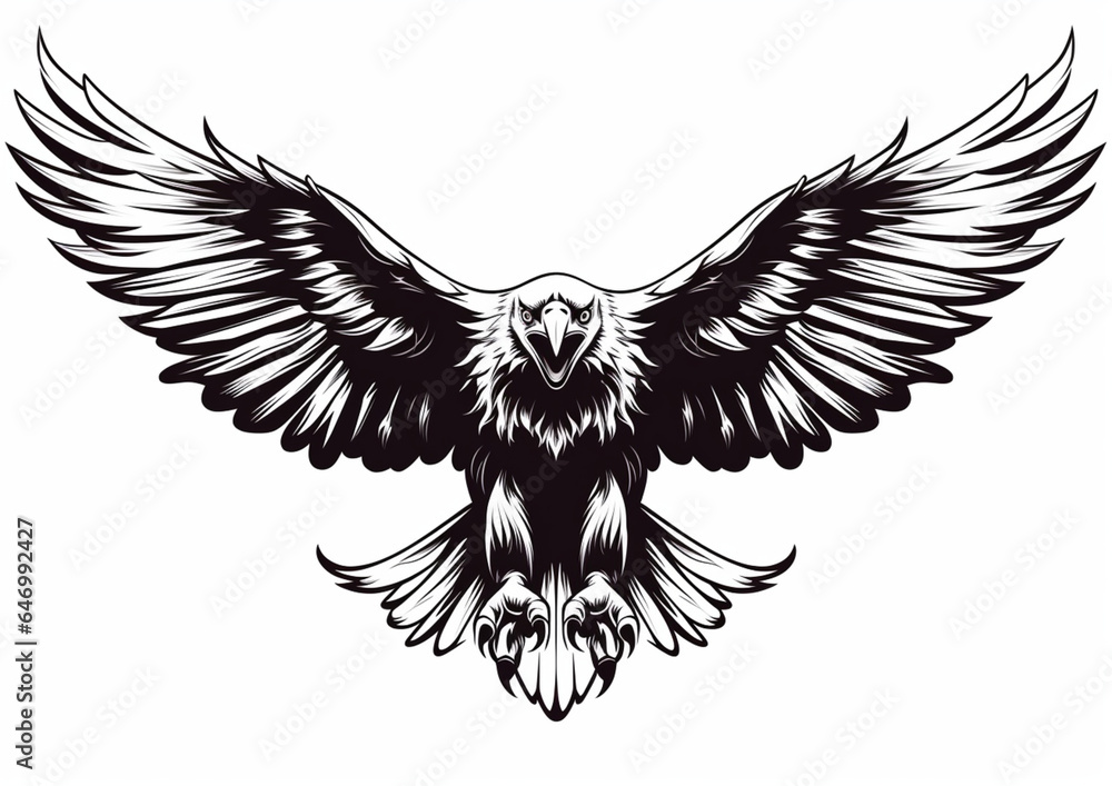 Obraz premium flying eagle tattoo style design white background