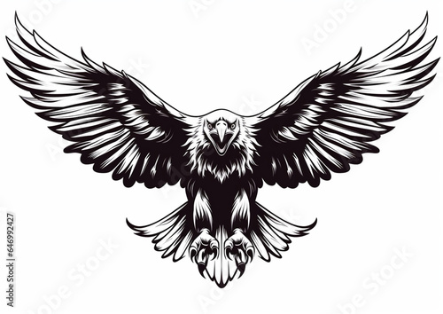 flying eagle tattoo style design white background