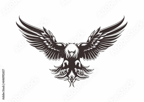 tattoo style eagle white background