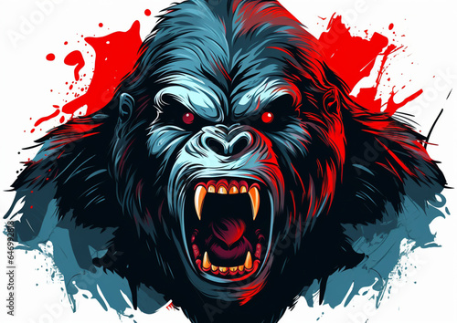 portrait of gorilla design white background