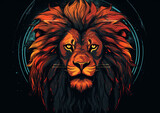 lion head tattoo style design vector