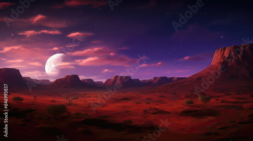 Fantasy alien planet. Mountain and sky