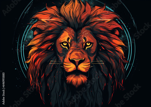 lion head tattoo style design vector