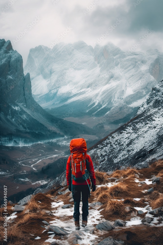 image person on the mountain with a backpack image person on the mountain with a backpack