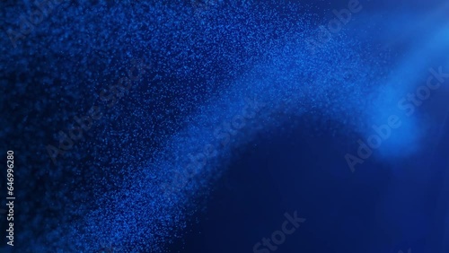 Blue DNA strand of the human genome generate from atoms and genetic cells. Rna, dna and chromosome research at science biology laboratory. Genetics and biotechnology concept render 3d animation.