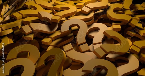 Orange question marks background. 3d Illustration