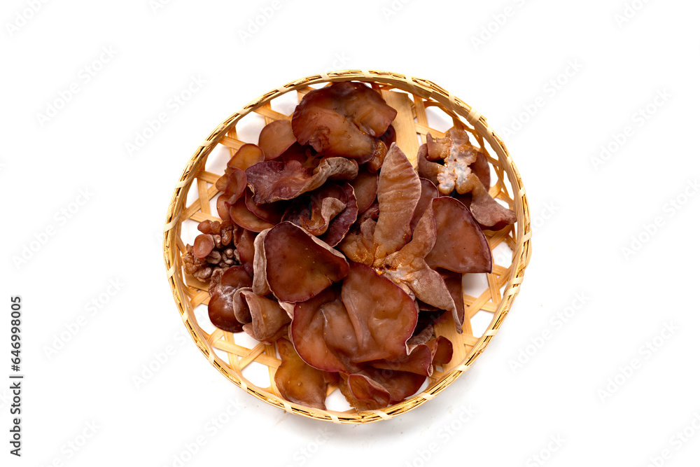 Black fungus mushroom on white background. Black fungus mushroom on white background.