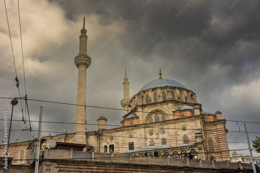 Laleli Mosque in cloudy sky, Istanbul,  Turkey