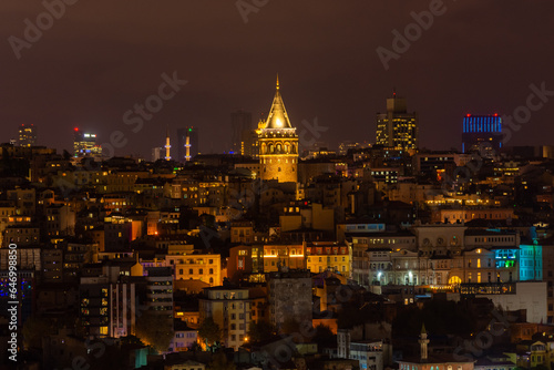 Night cityscape of Istanbul with the Galata Tower illuminated,  Turkey © Stefano Zaccaria