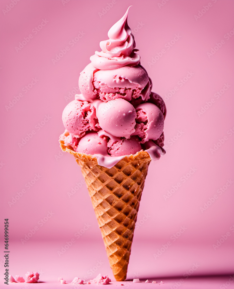 Delicious appetizing ice cream in a cone Delicious appetizing ice cream in a cone