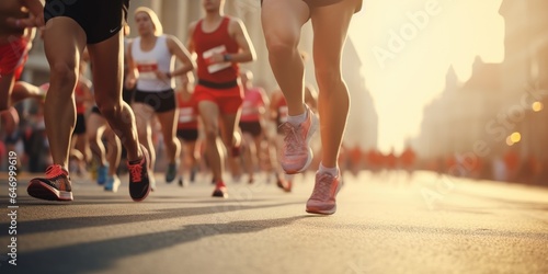 Runners at half marathon event. Generative AI © piai