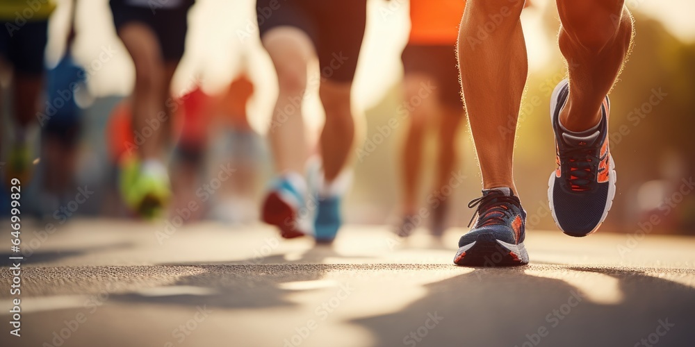 Fototapeta premium Runners at half marathon event. Generative AI