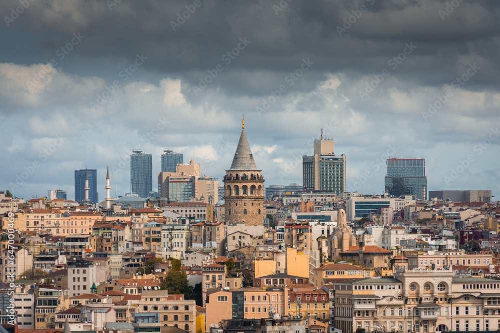 Cityscape of Istanbul with the Galata Tower , Turkey