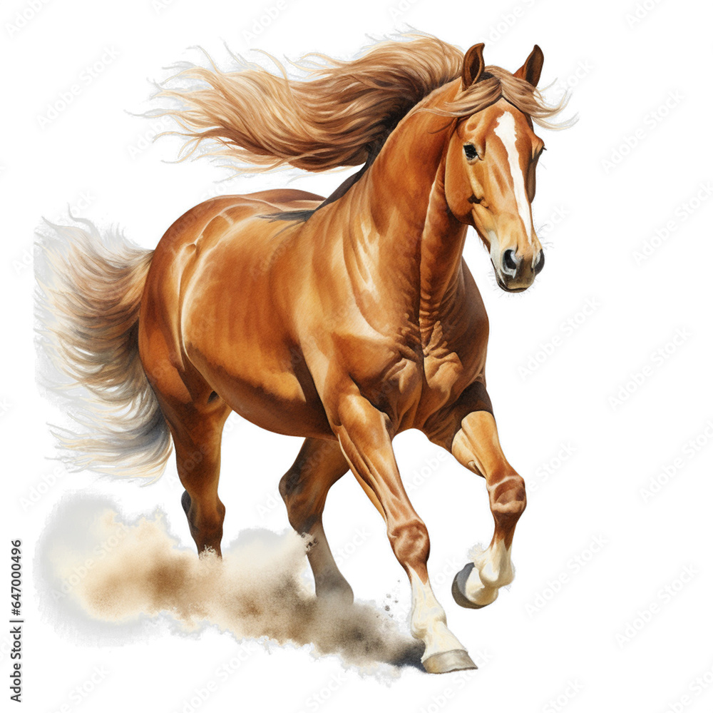 Obraz premium The horse is running, no shadows, maximum detail, sharpness throughout the image, maximum resolution, realistic on a white background.