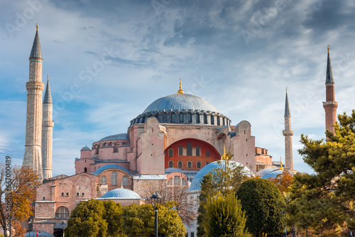 Beautiful autumnal view of Hagia Sophia,  Istanbul, Turkey