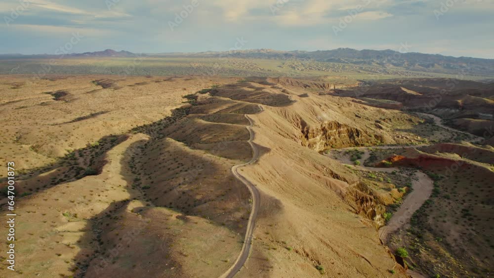 Aerial view of SR2013 Red Jeep trail and the Red Canyon below Aerial view of SR2013 Red Jeep trail and the Red Canyon below