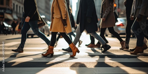 People crossing the road, New York city. Generative AI © piai