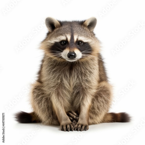 A curious raccoon sitting and making eye contact with the camera © LUPACO IMAGES