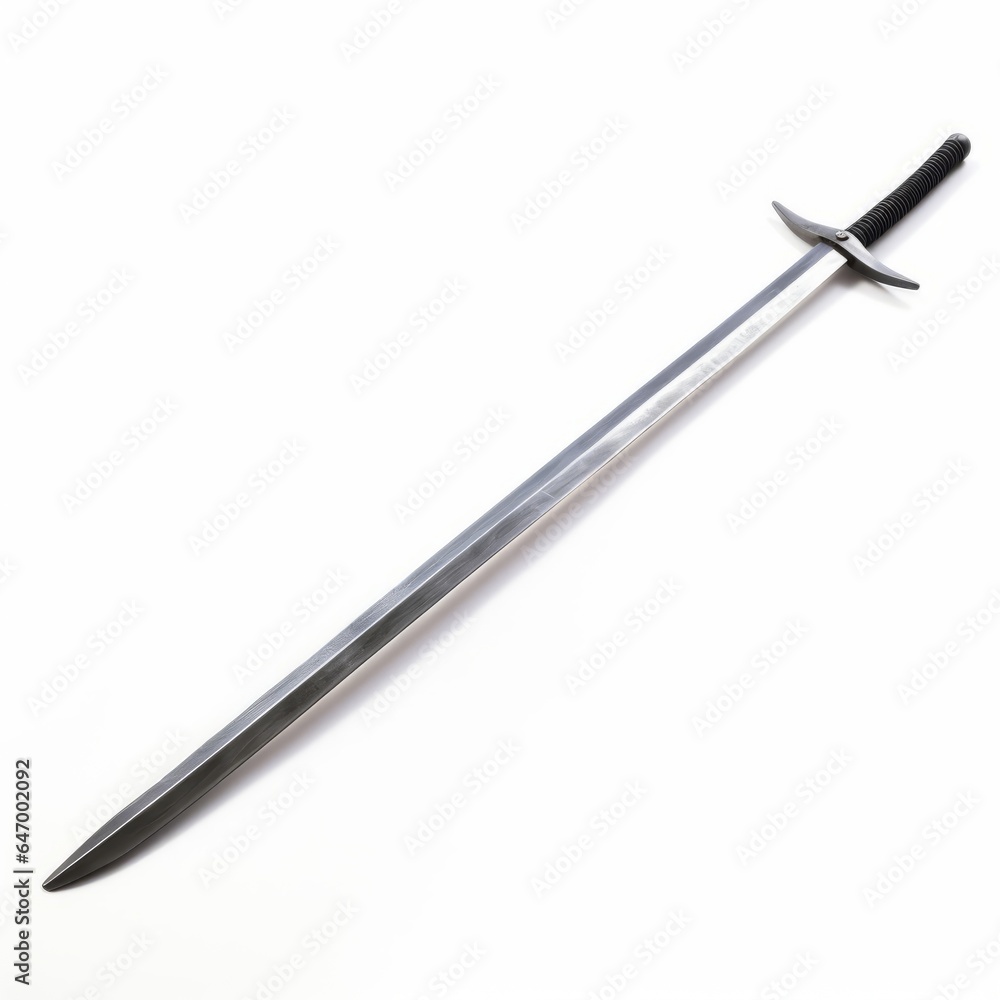 A black-handled sword on a white background A black-handled sword on a white background