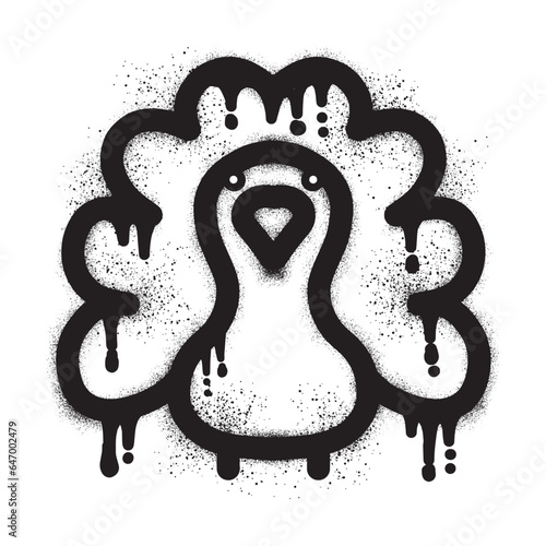 Turkey thanksgiving graffiti with black spray paint