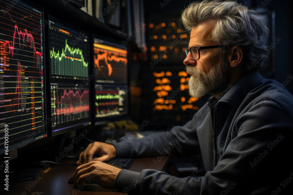 An investor studies financial news articles and economic indicators, researching trends that impact stock prices. Concept of Informed Decision-Making. Generative Ai. An investor studies financial news articles and economic indicators, researching trends that impact stock prices. Concept of Informed Decision-Making. Generative Ai.