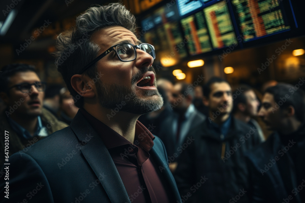 Traders react to market news in real time, demonstrating the rapid decision-making required in the dynamic stock market. Concept of Quick Response. Generative Ai. Traders react to market news in real time, demonstrating the rapid decision-making required in the dynamic stock market. Concept of Quick Response. Generative Ai.