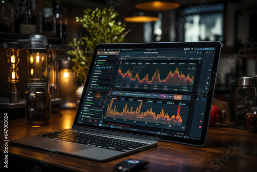 A close-up of a trader's hand making a trade on a tablet, capturing the convenience of mobile trading platforms. Concept of Digital Investing. Generative Ai.